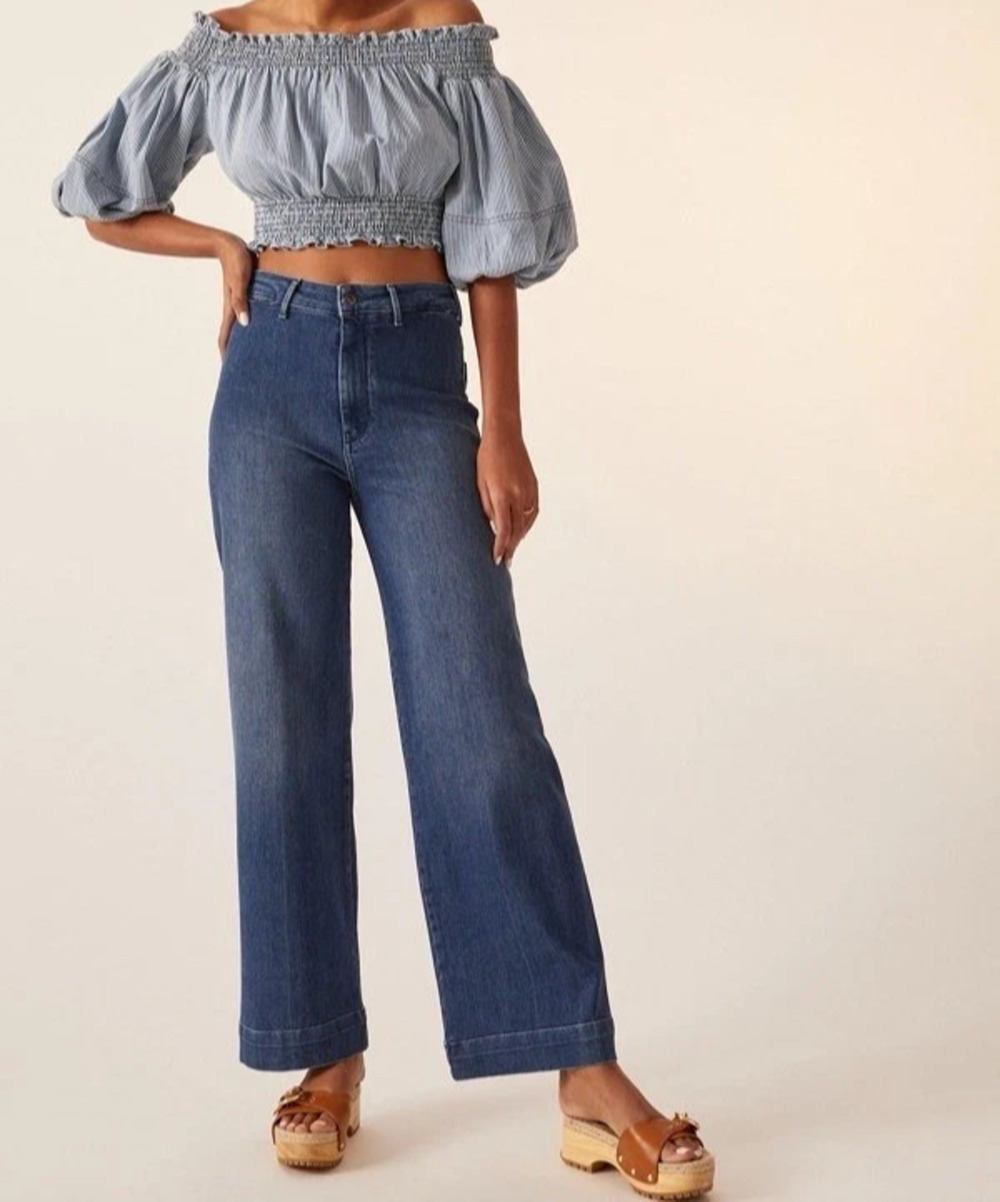 Anthropologie Pelcro The Skipper Jeans Size 27 High Rise Wide Leg Blue